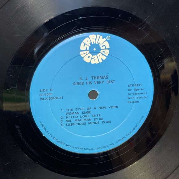 B.J. Thomas Sings His Very Best (Vinyl) Springboard SP-4005 Good+ LP Record - Picture 10 of 12